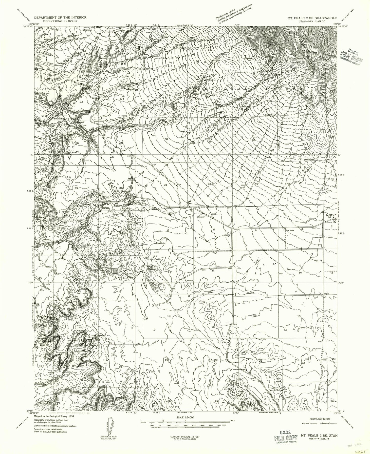 Classic USGS La Sal West Utah 7.5'x7.5' Topo Map Image
