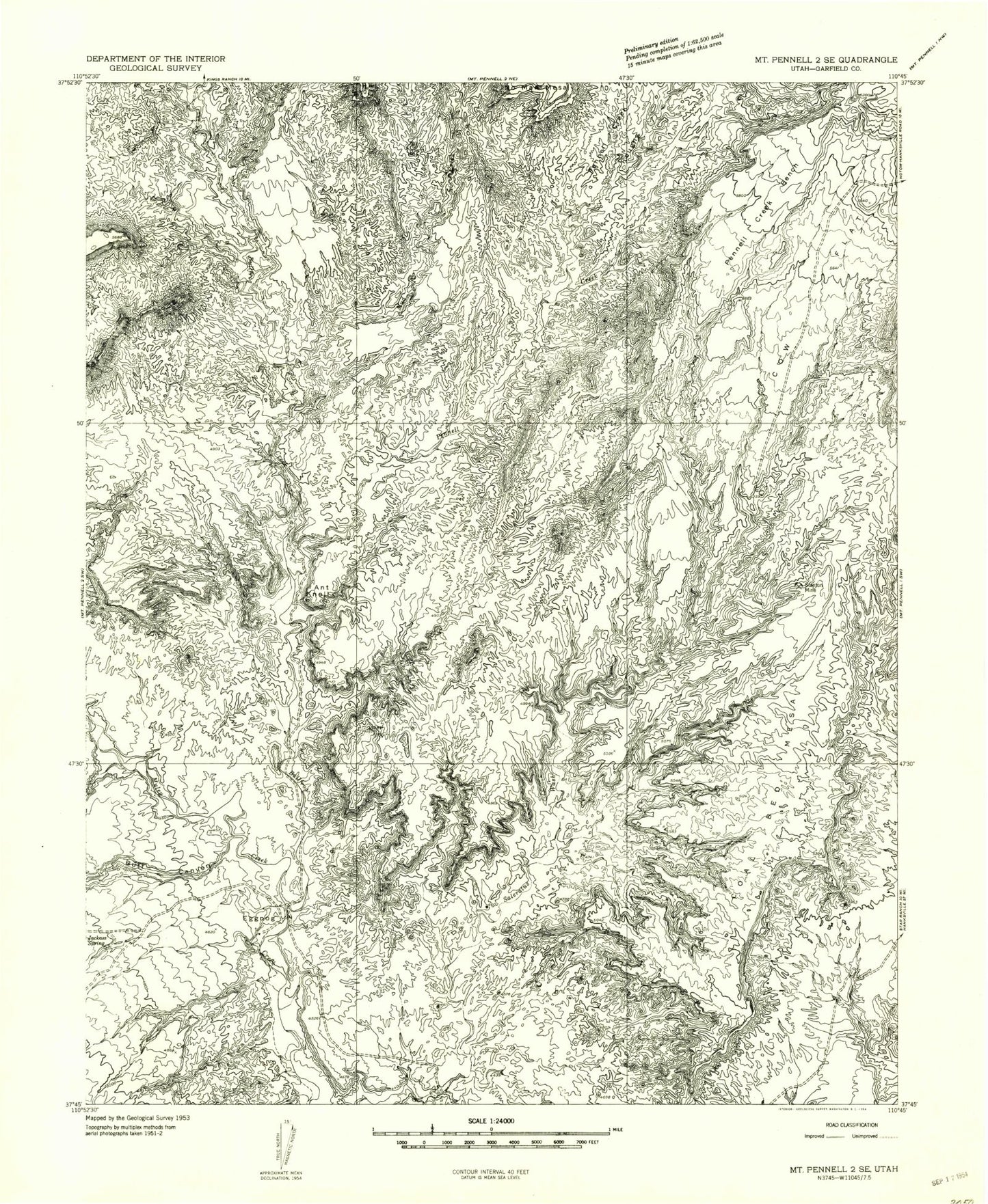 Classic USGS Ant Knoll Utah 7.5'x7.5' Topo Map Image