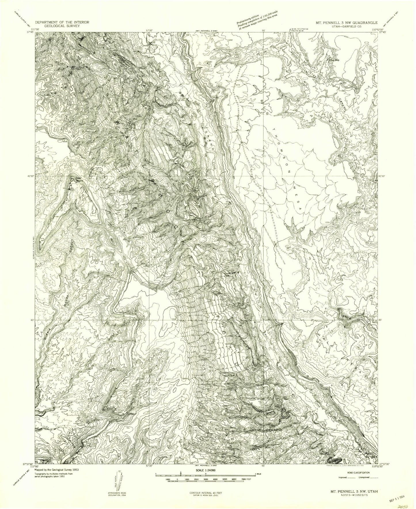 Classic USGS Deer Point Utah 7.5'x7.5' Topo Map Image