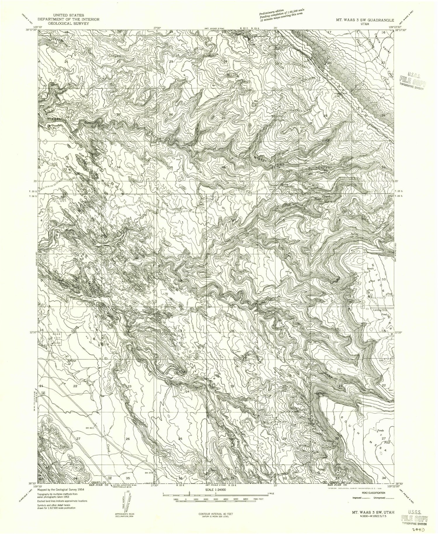 Classic USGS Rill Creek Utah 7.5'x7.5' Topo Map Image