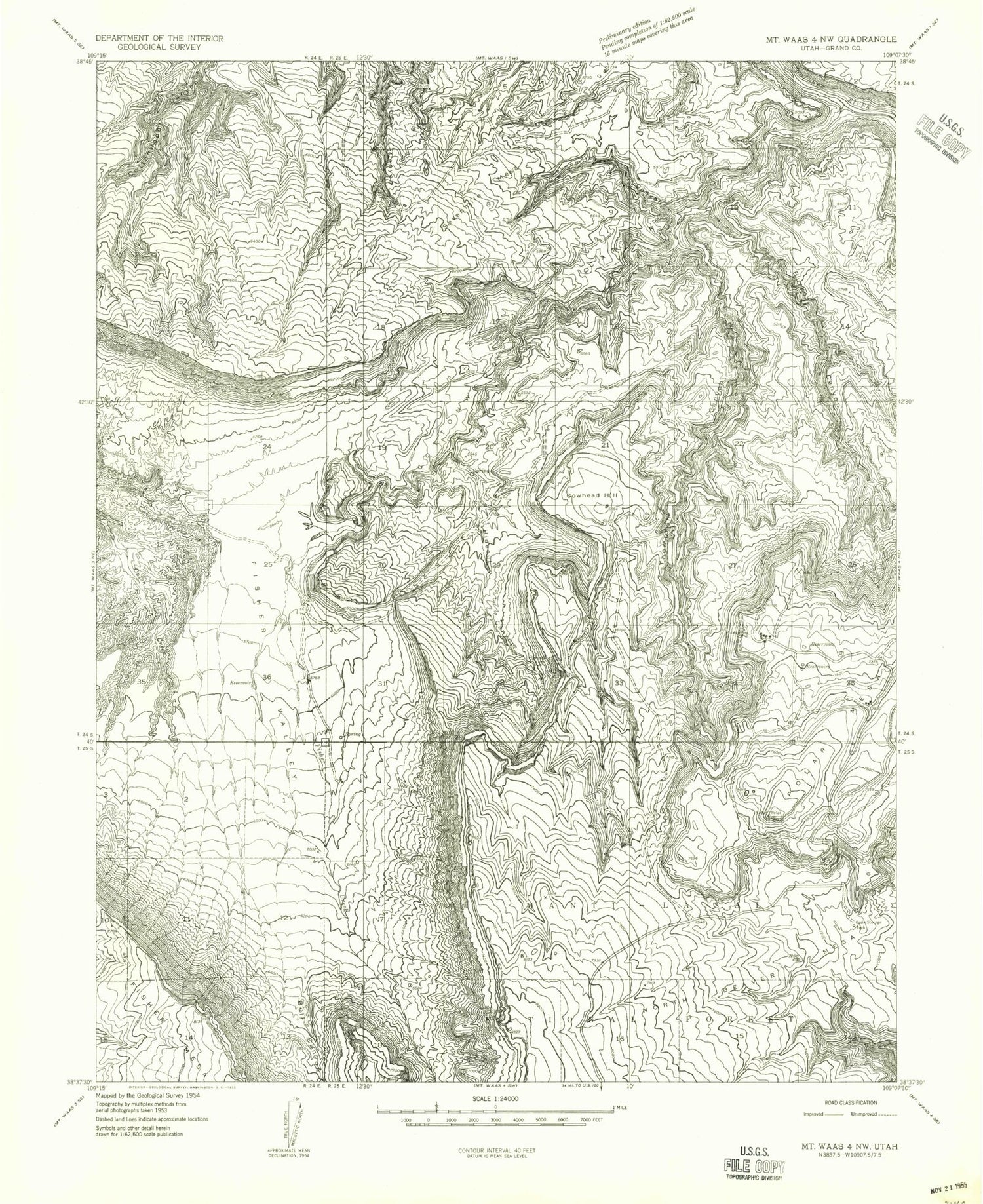 Classic USGS Fisher Valley Utah 7.5'x7.5' Topo Map Image
