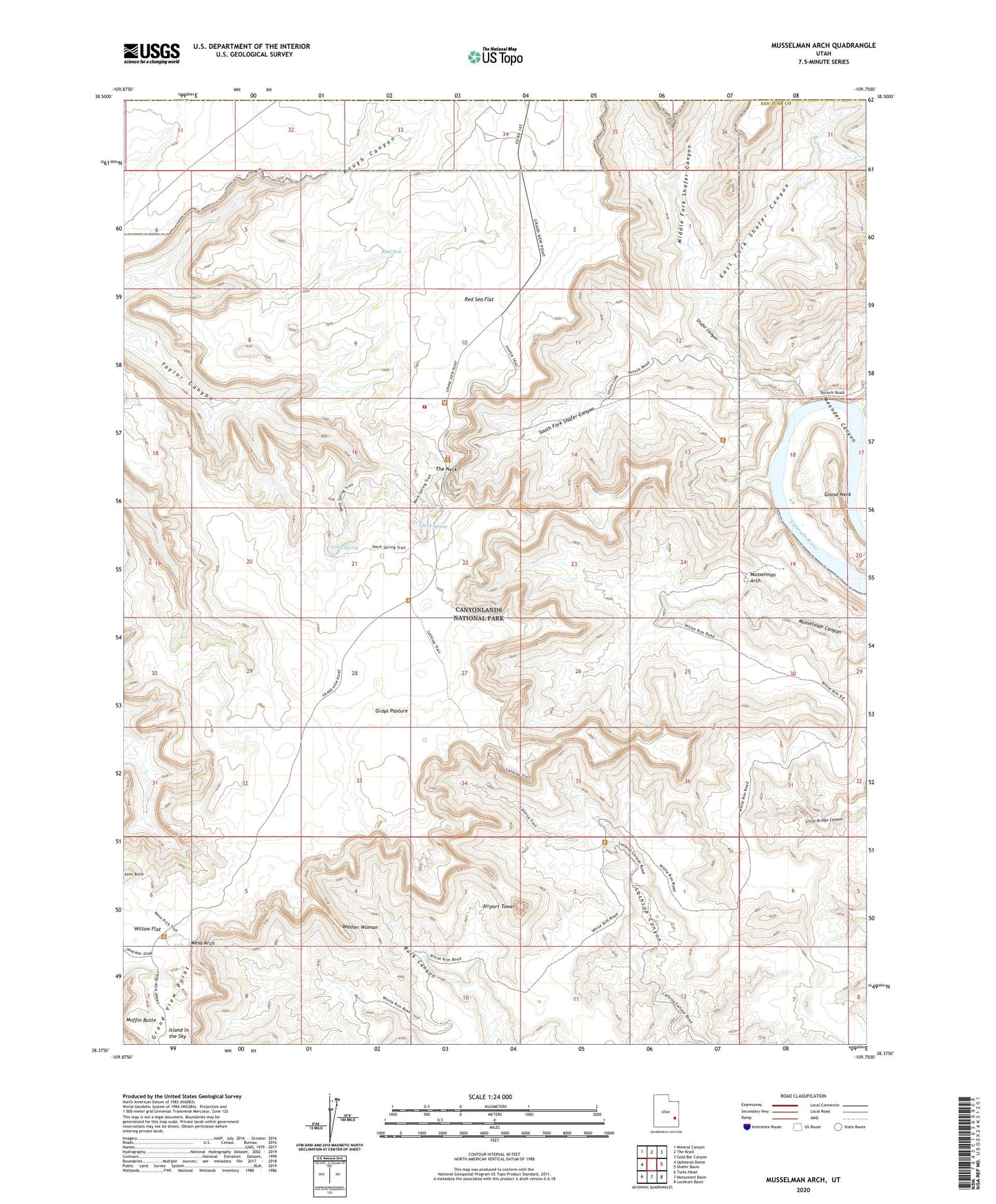 Musselman Arch Utah US Topo Map Image
