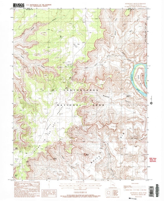 Classic USGS Musselman Arch Utah 7.5'x7.5' Topo Map Image