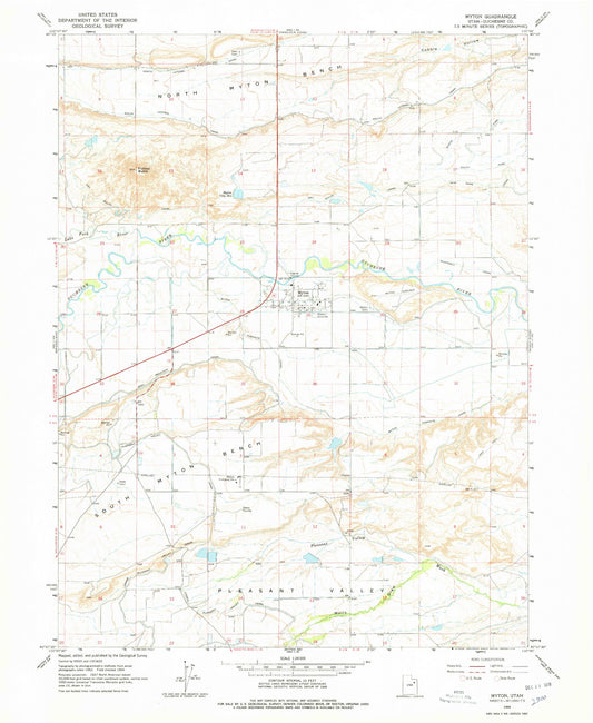 Classic USGS Myton Utah 7.5'x7.5' Topo Map Image
