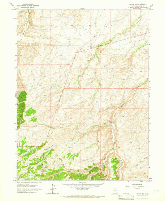Classic USGS Myton SW Utah 7.5'x7.5' Topo Map Image