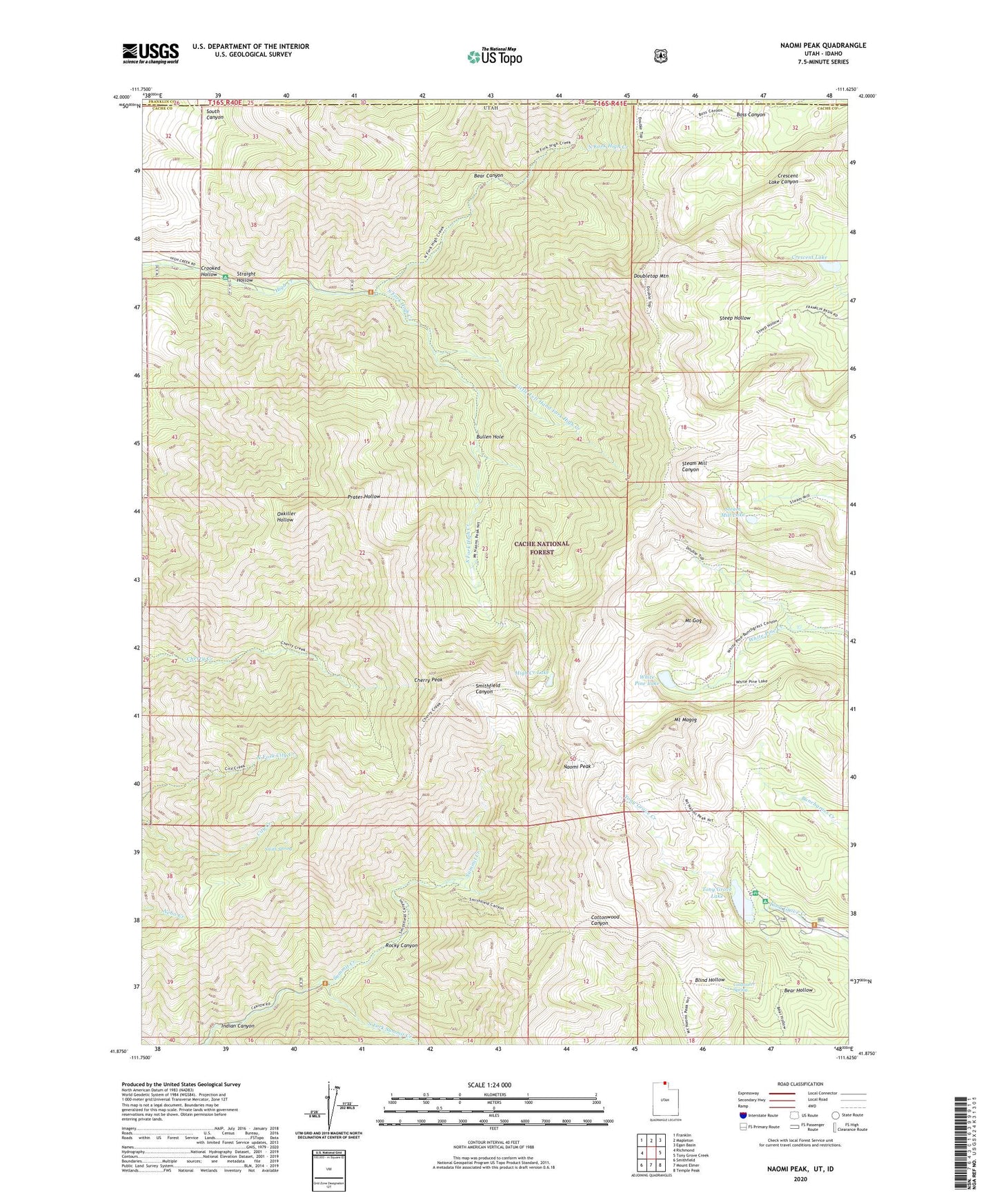 Naomi Peak Utah US Topo Map Image