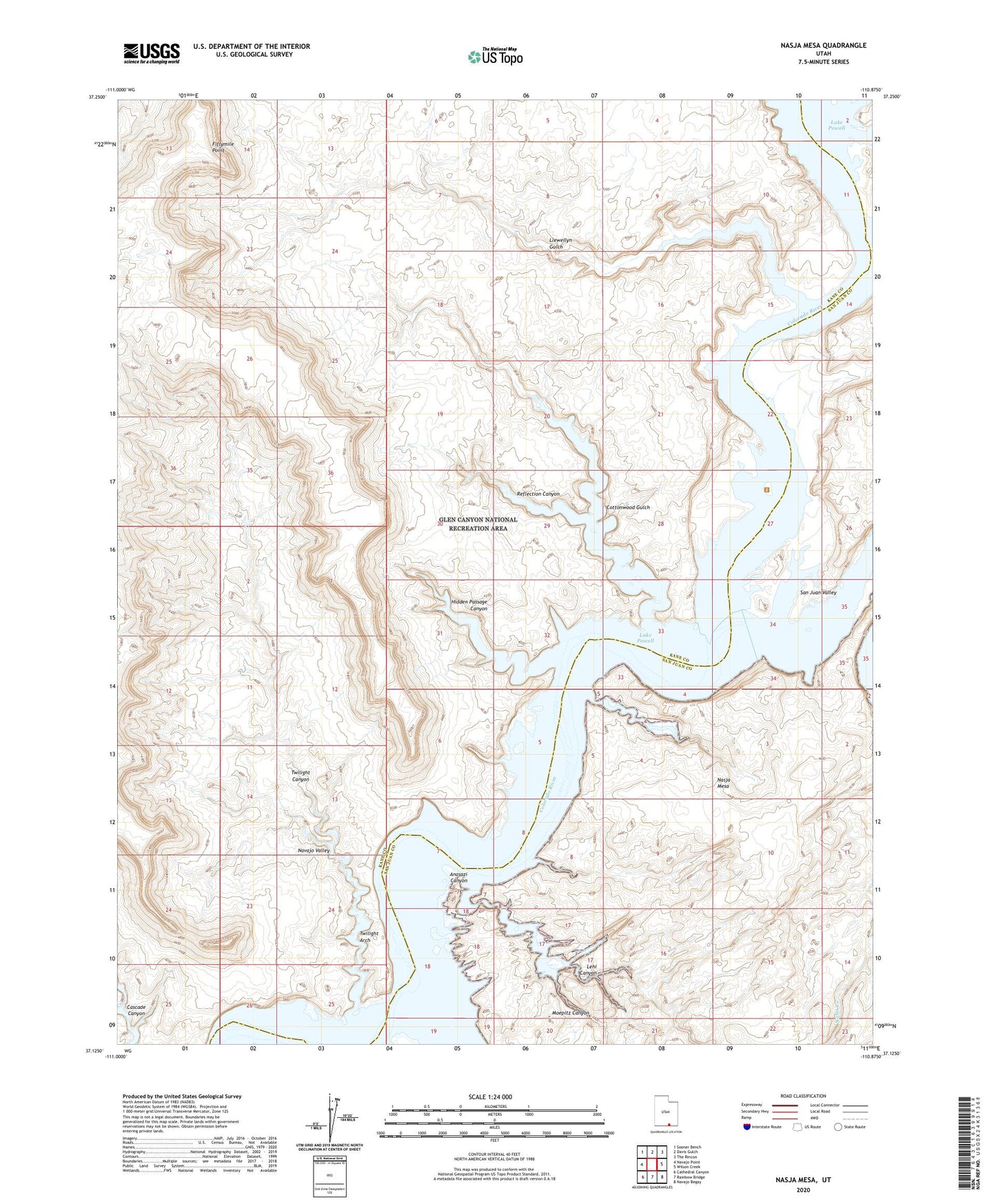 Nasja Mesa Utah US Topo Map Image