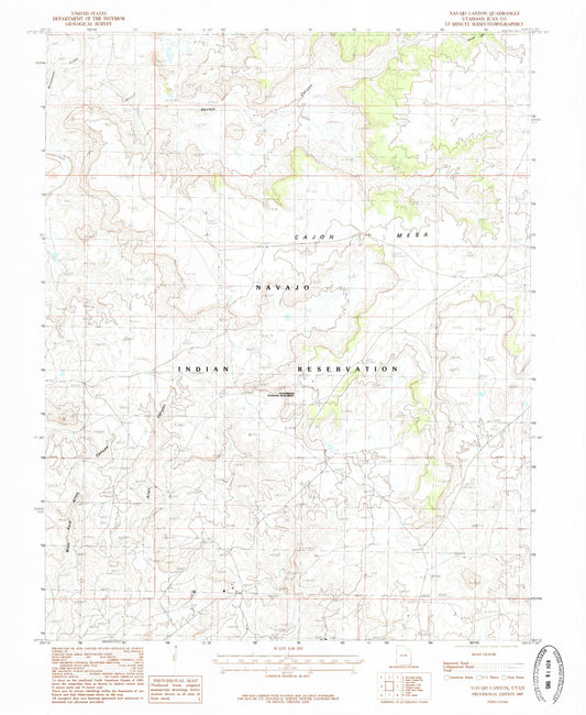 Classic USGS Navajo Canyon Utah 7.5'x7.5' Topo Map Image