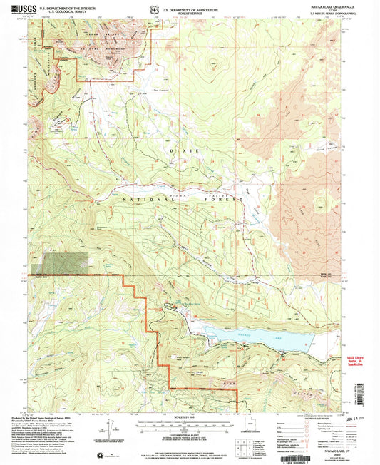 Classic USGS Navajo Lake Utah 7.5'x7.5' Topo Map Image
