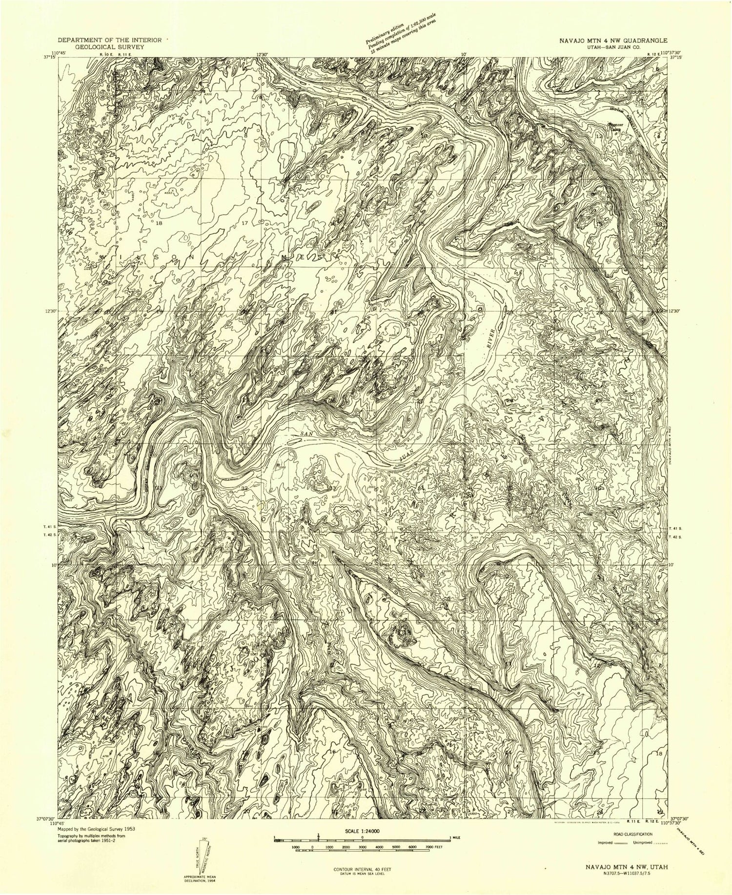 Classic USGS Deep Canyon North Utah 7.5'x7.5' Topo Map Image