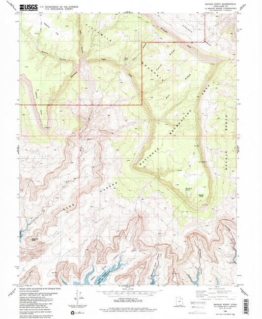 Classic USGS Navajo Point Utah 7.5'x7.5' Topo Map Image