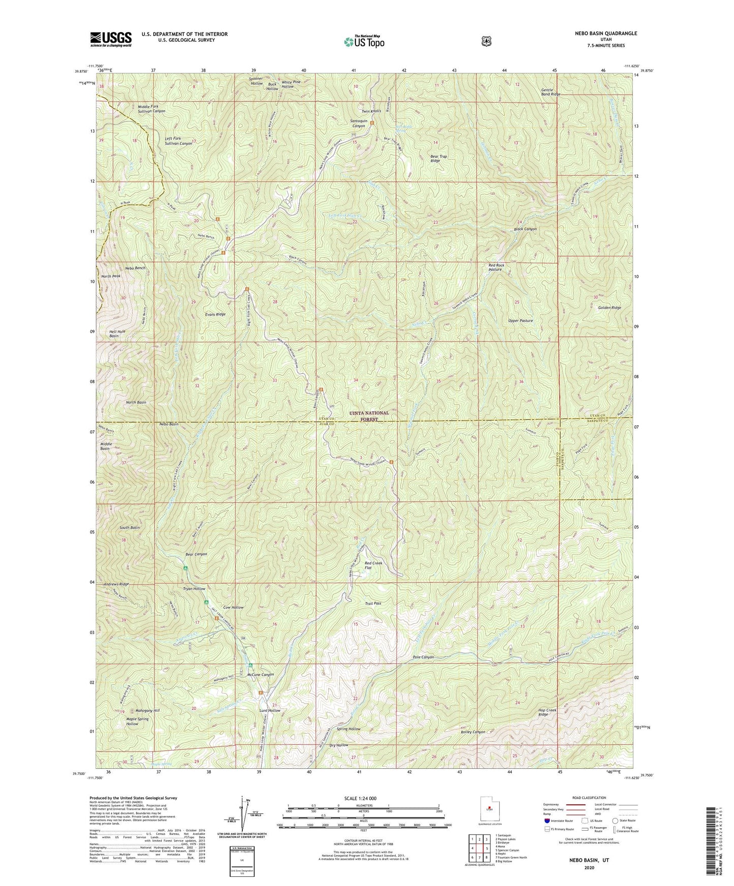 Nebo Basin Utah US Topo Map Image