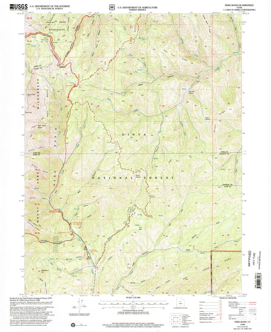 Classic USGS Nebo Basin Utah 7.5'x7.5' Topo Map Image