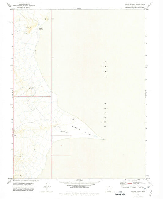 Classic USGS Needle Point Utah 7.5'x7.5' Topo Map Image