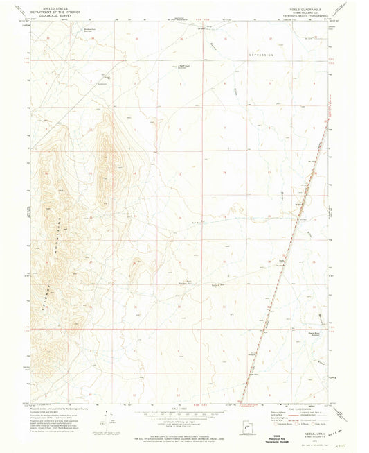 Classic USGS Neels Utah 7.5'x7.5' Topo Map Image