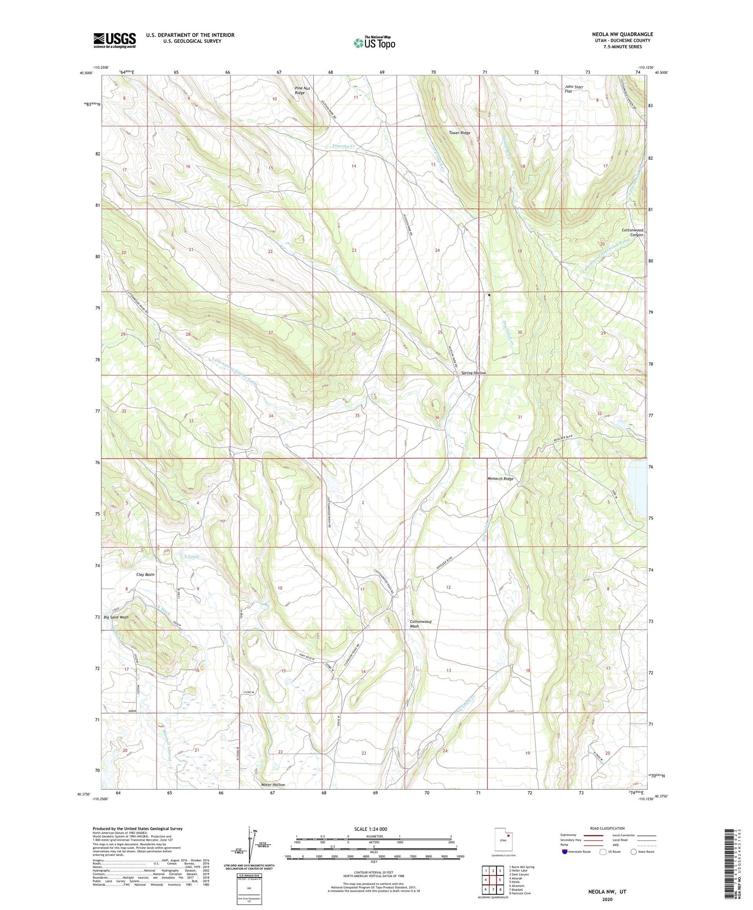 Neola NW Utah US Topo Map Image