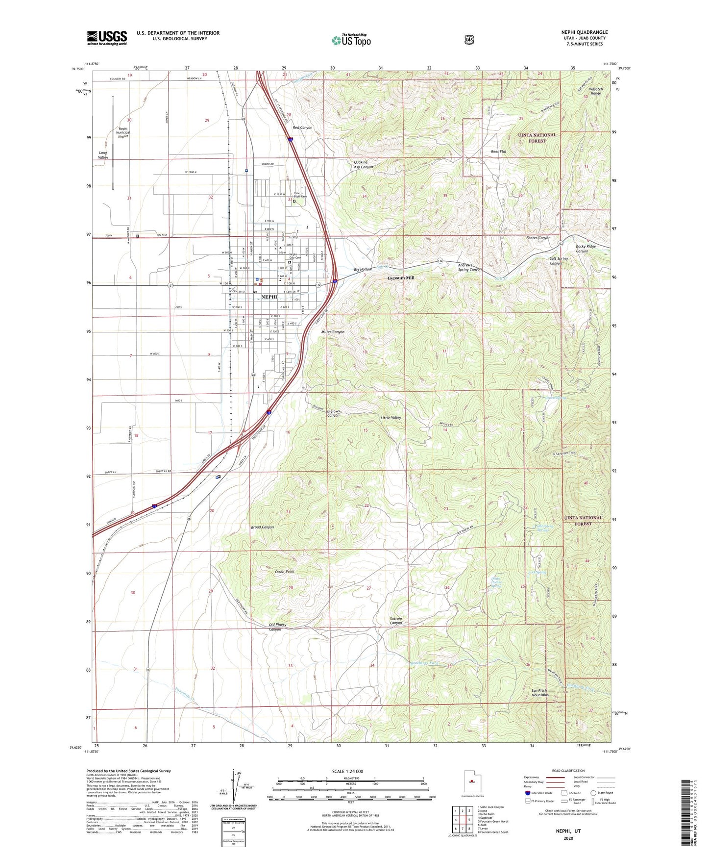Nephi Utah US Topo Map Image