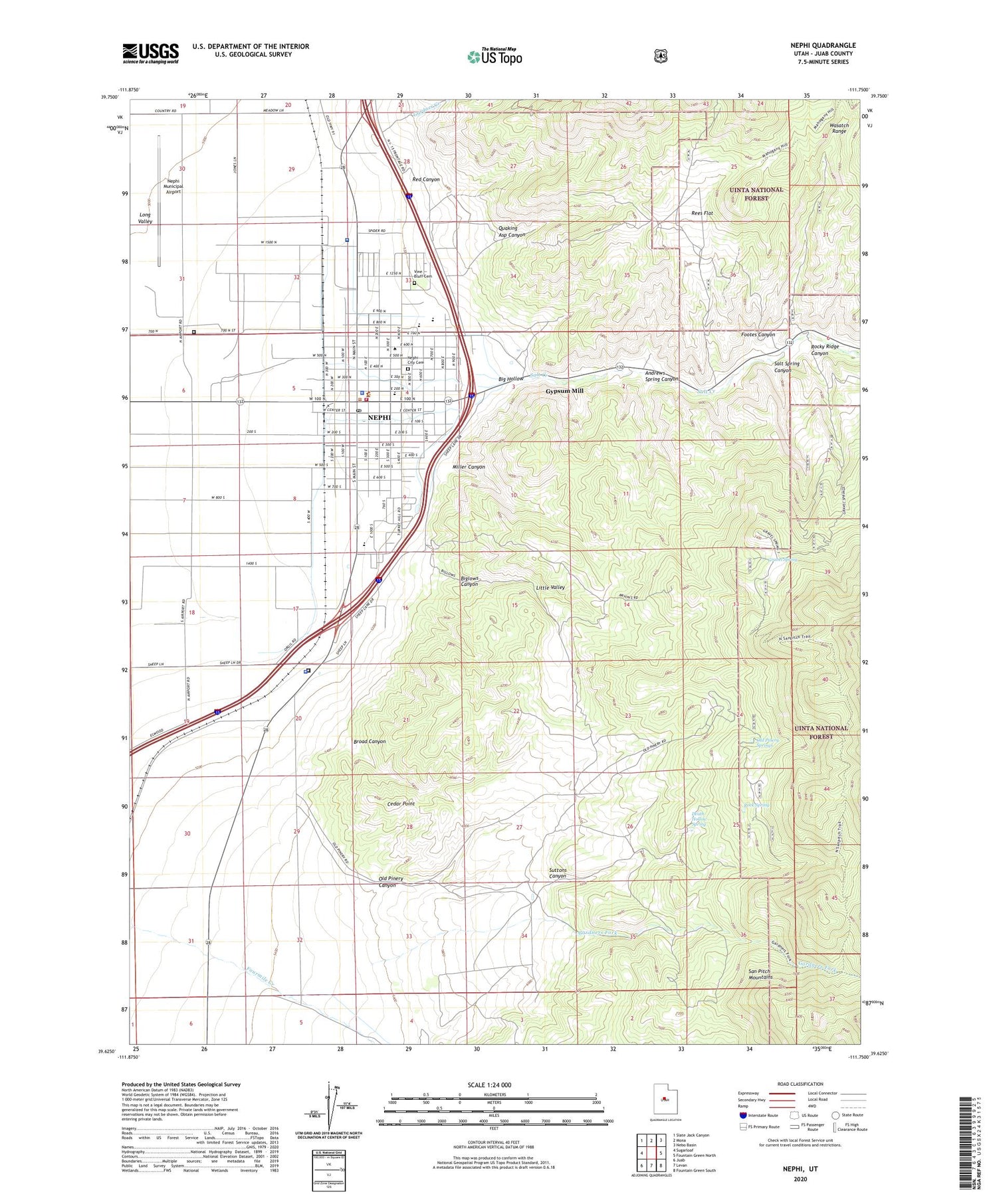 Nephi Utah US Topo Map Image