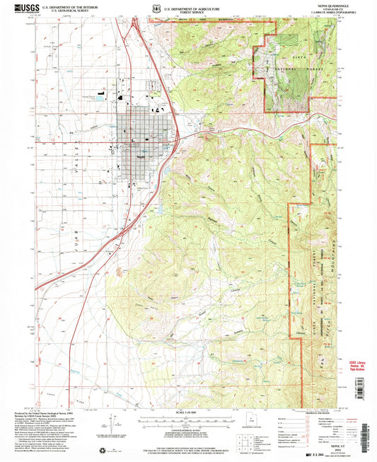 Classic USGS Nephi Utah 7.5'x7.5' Topo Map Image