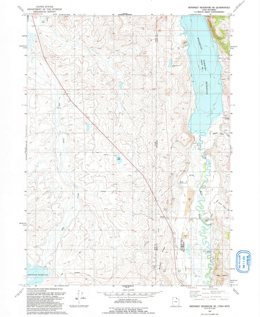 Classic USGS Neponset Reservoir NE Utah 7.5'x7.5' Topo Map Image
