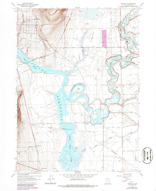 Classic USGS Newton Utah 7.5'x7.5' Topo Map Image