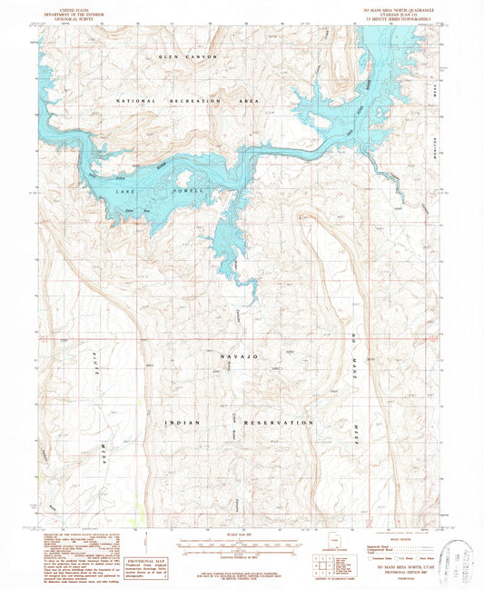 Classic USGS No Mans Mesa North Utah 7.5'x7.5' Topo Map Image