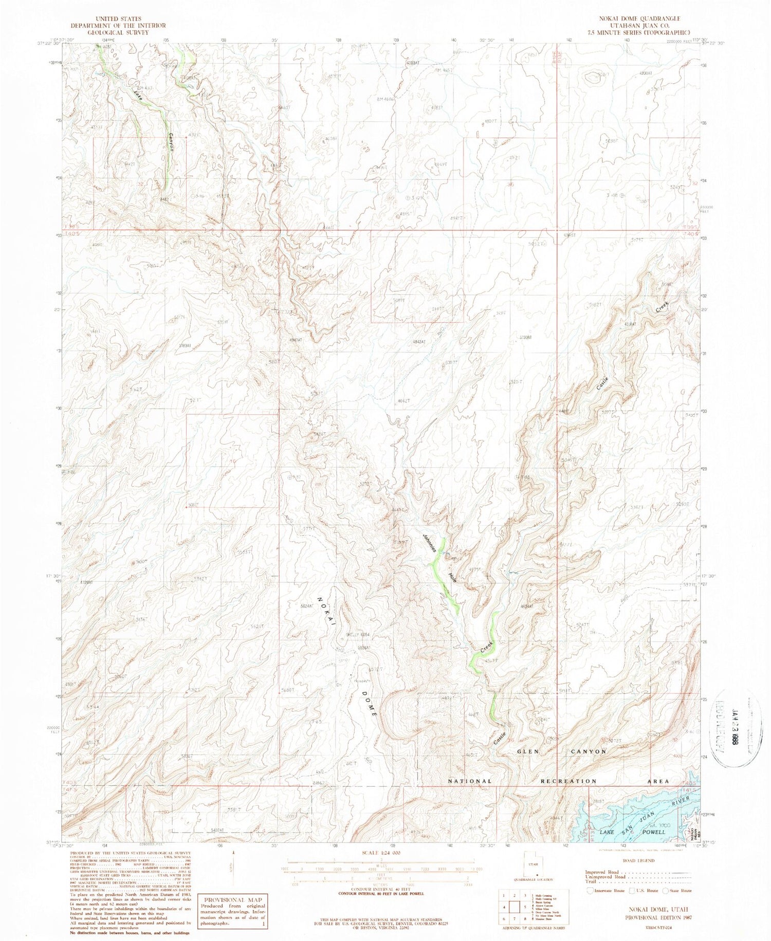 Classic USGS Nokai Dome Utah 7.5'x7.5' Topo Map Image