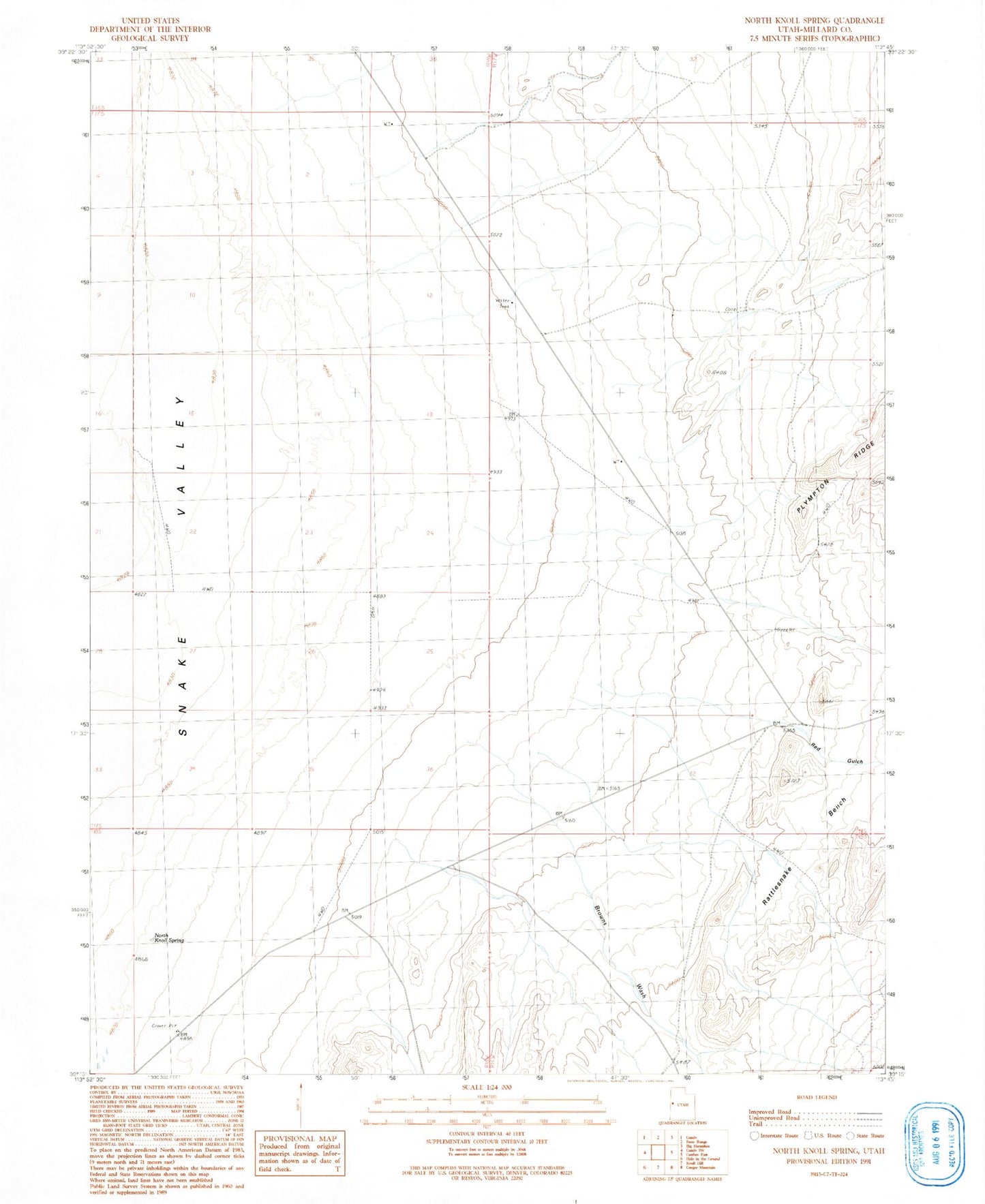 Classic USGS North Knoll Spring Utah 7.5'x7.5' Topo Map Image