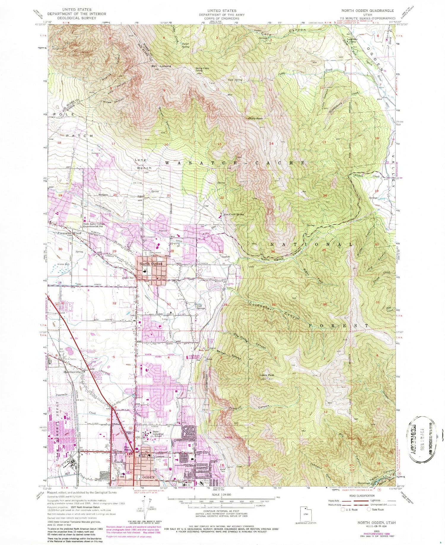 Classic USGS North Ogden Utah 7.5'x7.5' Topo Map Image