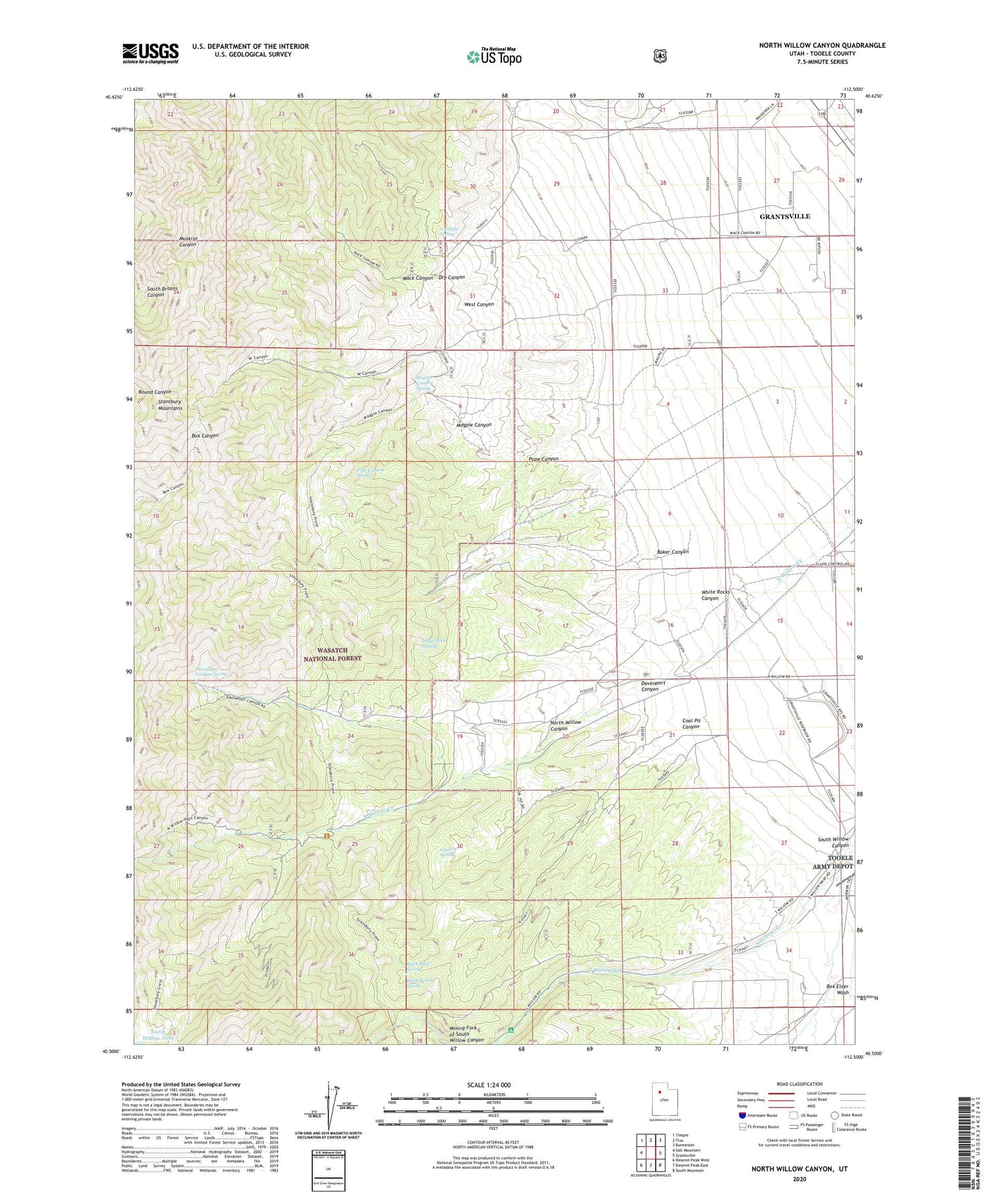 North Willow Canyon Utah US Topo Map Image