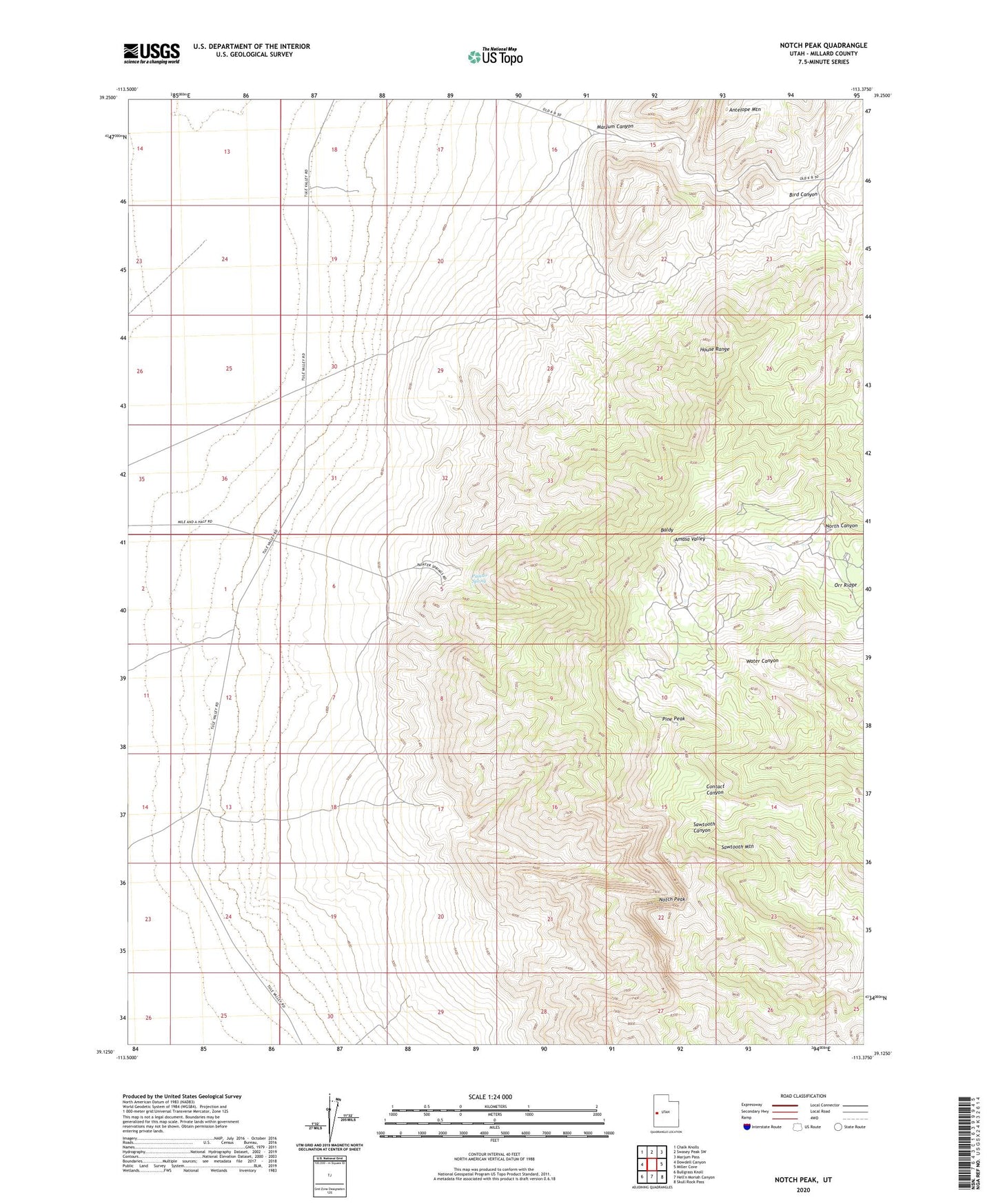 Notch Peak Utah US Topo Map Image