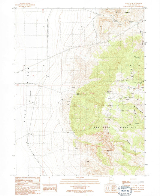 Classic USGS Notch Peak Utah 7.5'x7.5' Topo Map Image