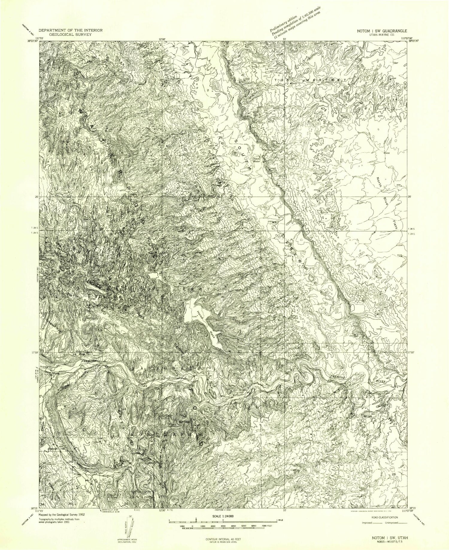 Classic USGS Fruita Utah 7.5'x7.5' Topo Map Image