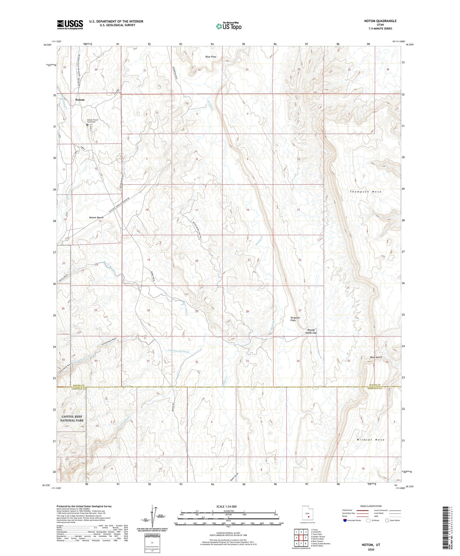Notom Utah US Topo Map Image
