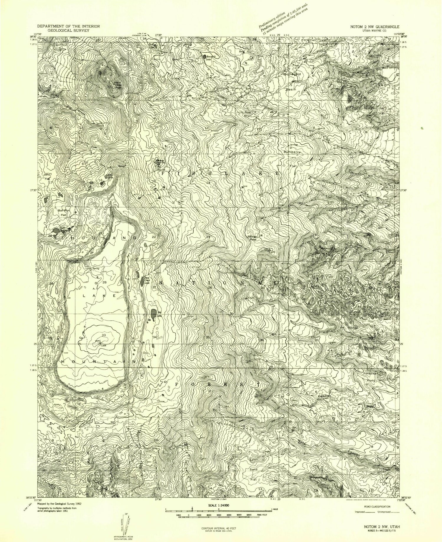 Classic USGS Flat Top Utah 7.5'x7.5' Topo Map Image