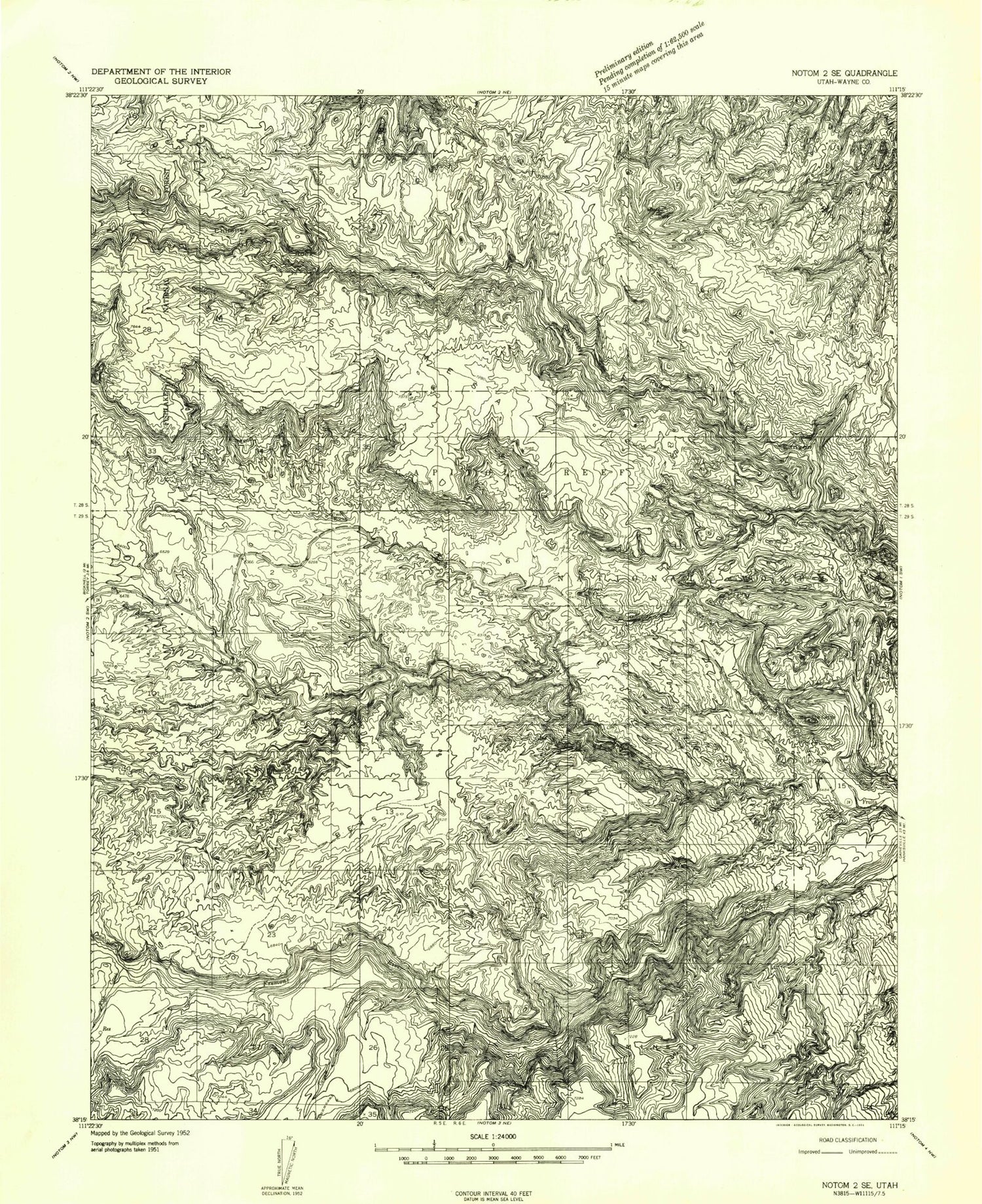 Classic USGS Twin Rocks Utah 7.5'x7.5' Topo Map Image