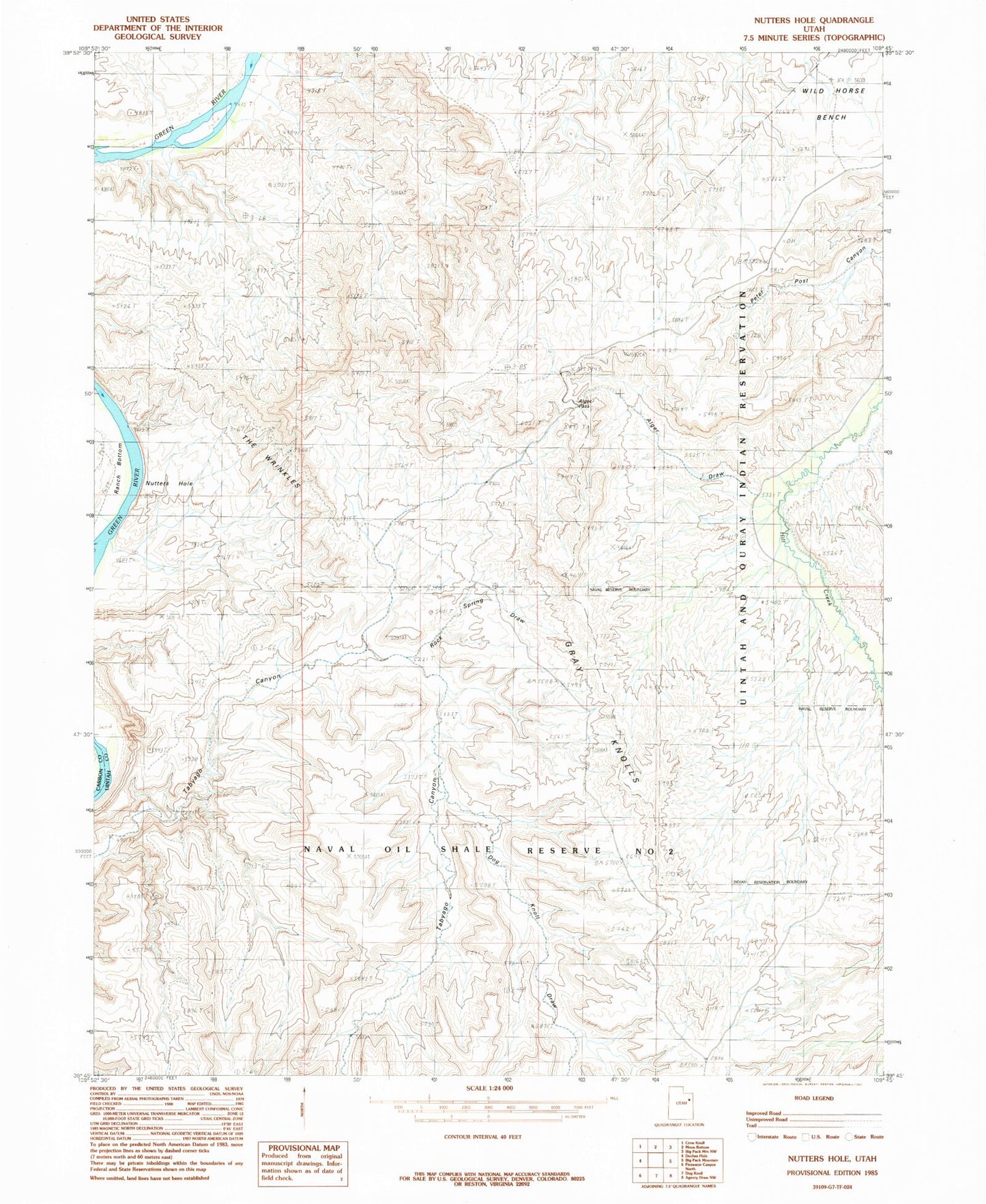 Classic USGS Nutters Hole Utah 7.5'x7.5' Topo Map Image