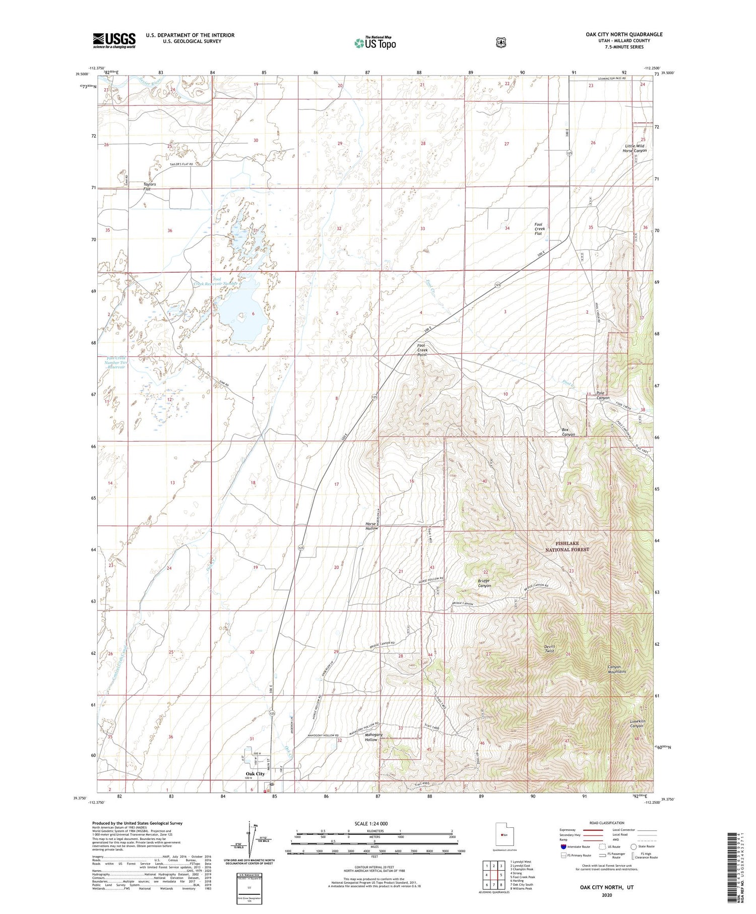 Oak City North Utah US Topo Map Image
