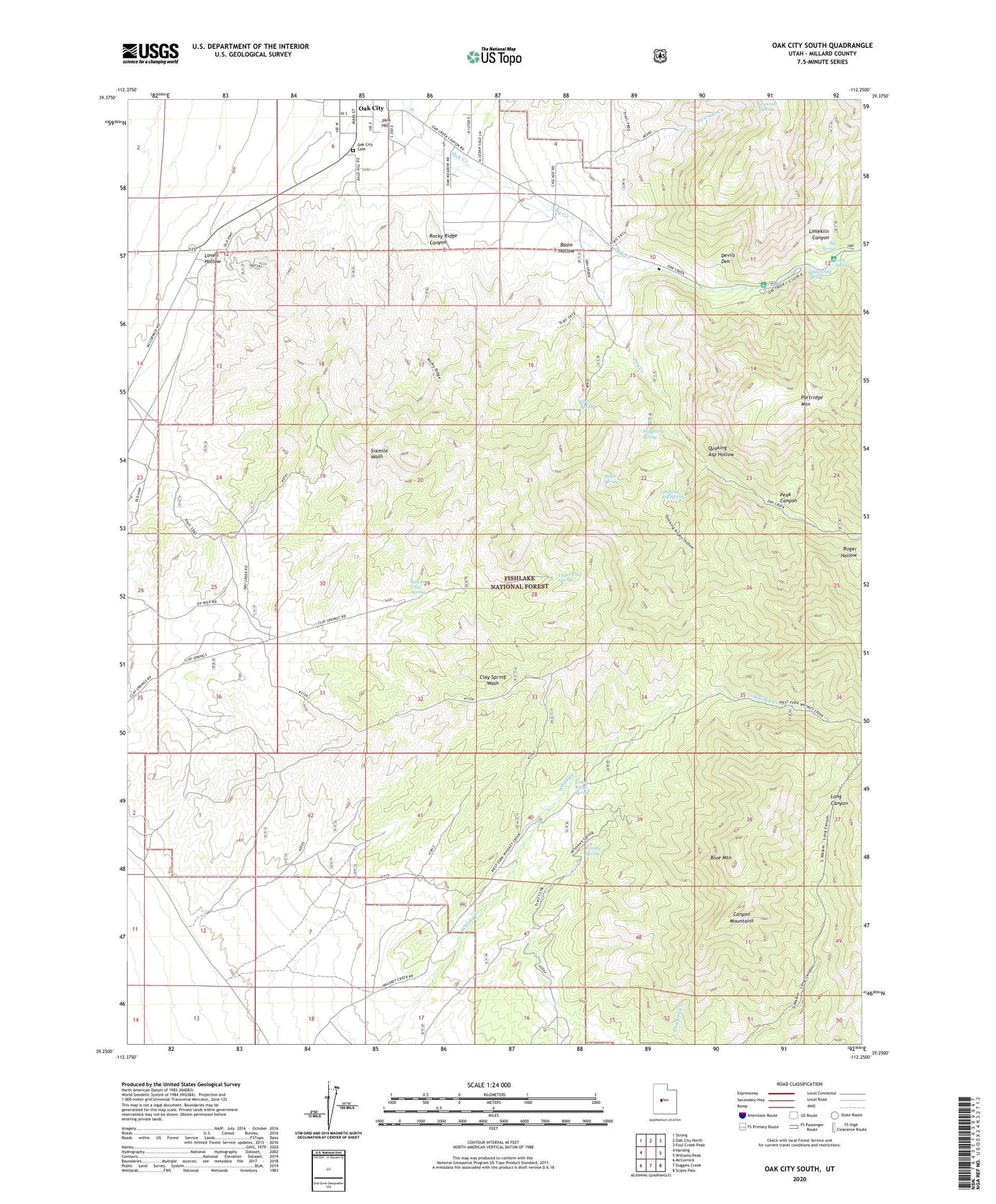 Oak City South Utah US Topo Map Image