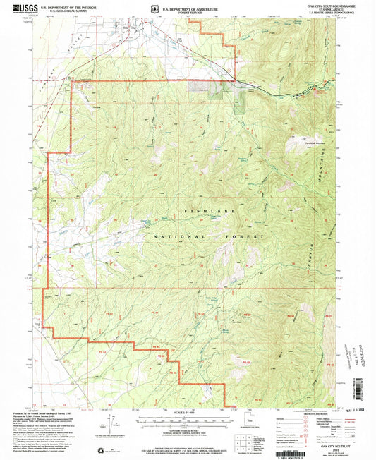 Classic USGS Oak City South Utah 7.5'x7.5' Topo Map Image