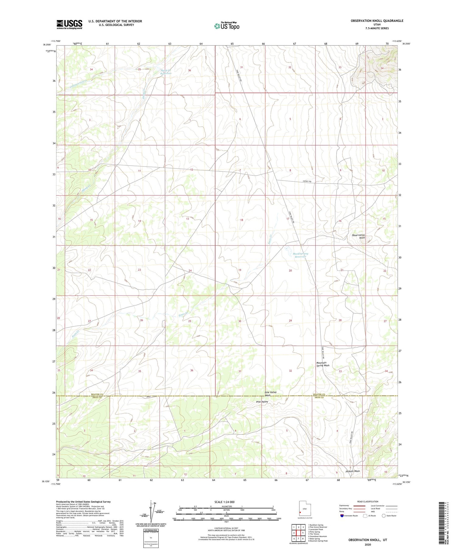 Observation Knoll Utah US Topo Map Image