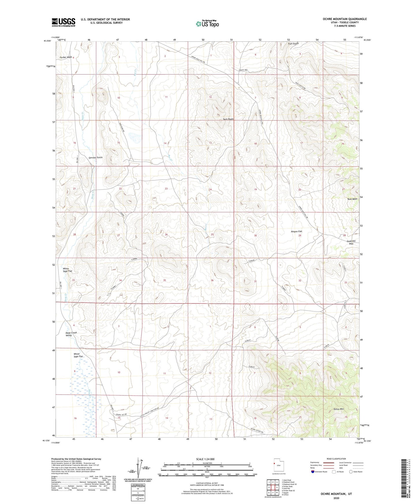Ochre Mountain Utah US Topo Map Image