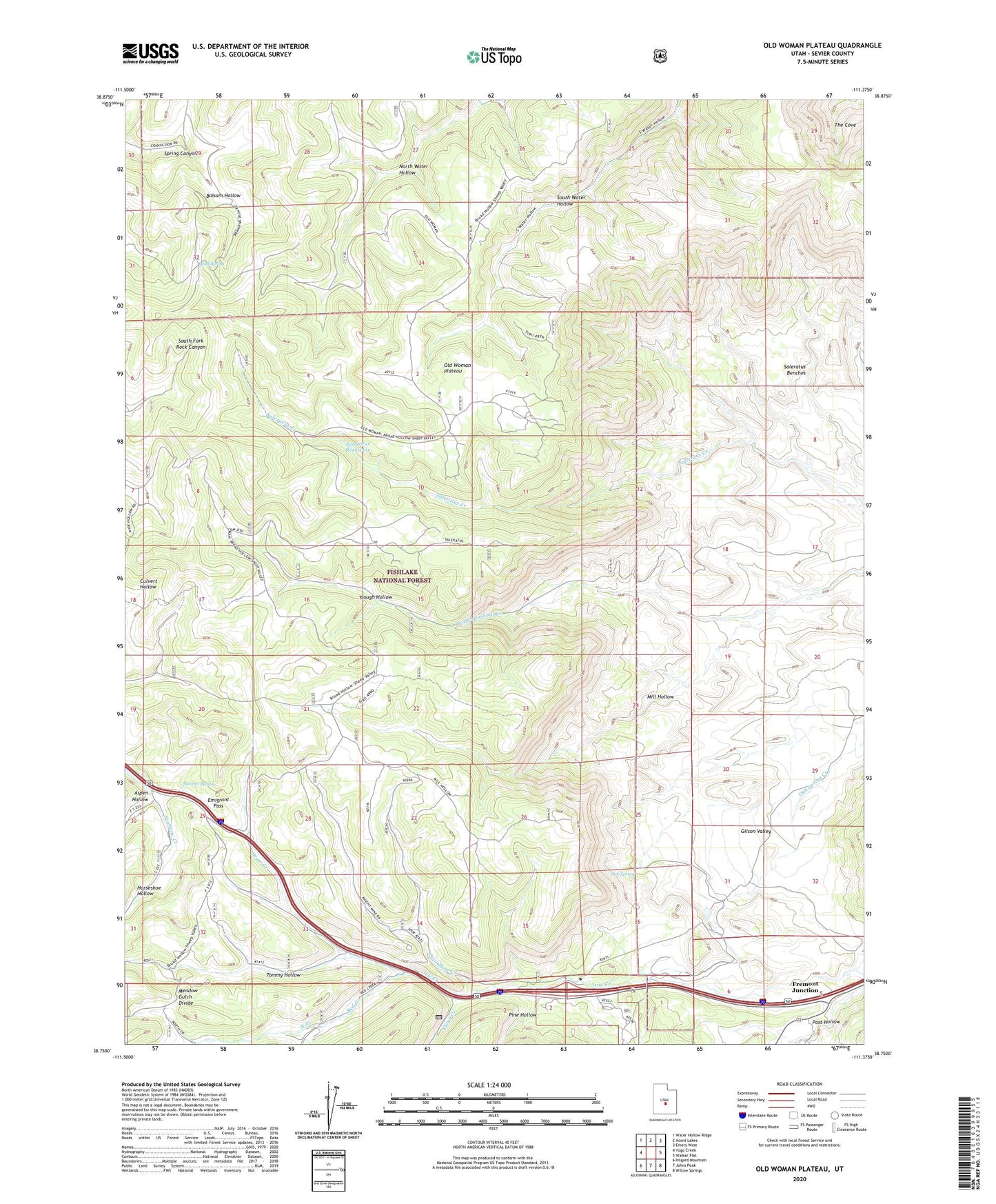 Old Woman Plateau Utah US Topo Map Image