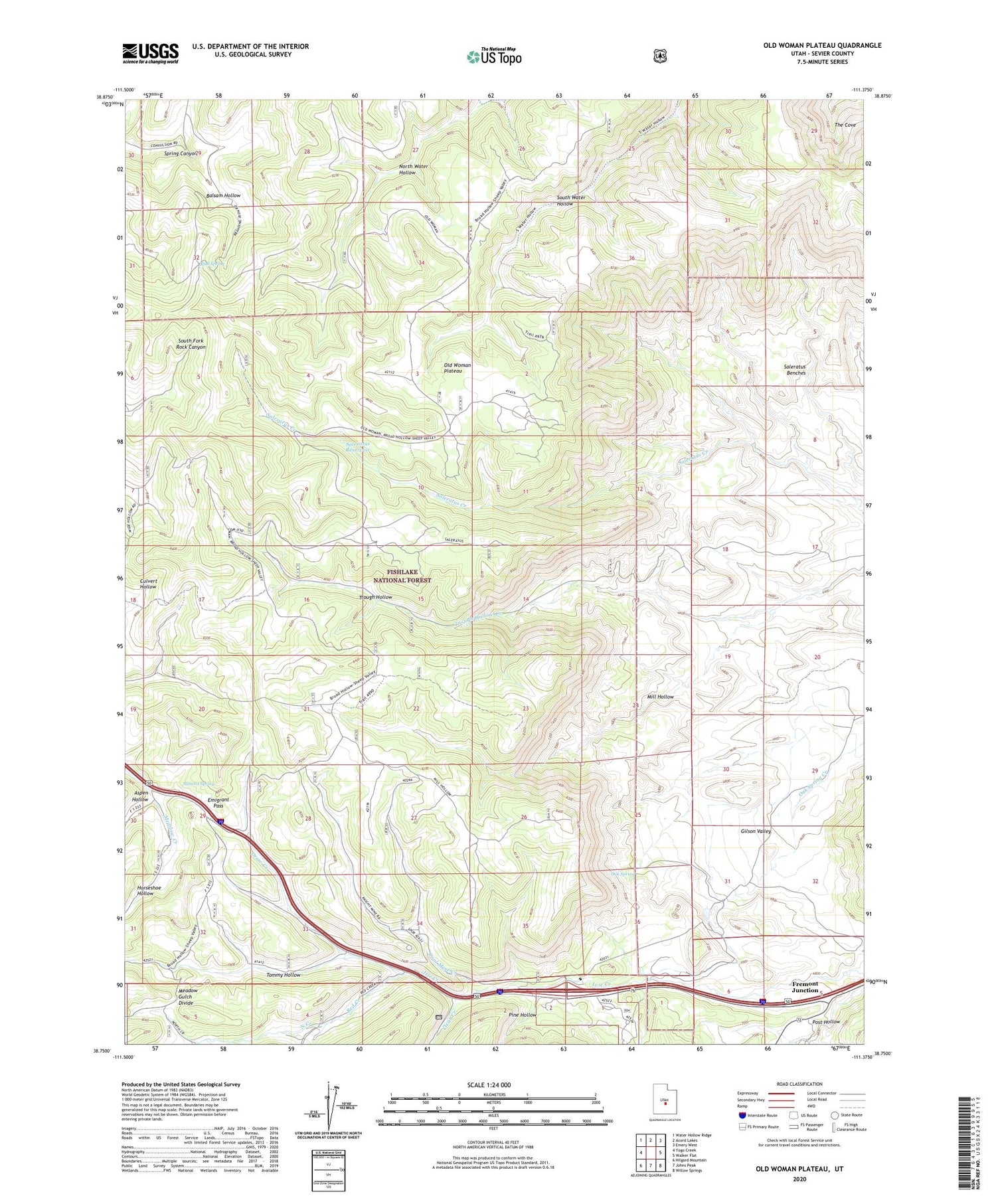 Old Woman Plateau Utah US Topo Map Image