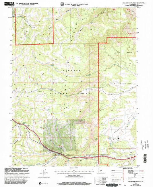 Classic USGS Old Woman Plateau Utah 7.5'x7.5' Topo Map Image