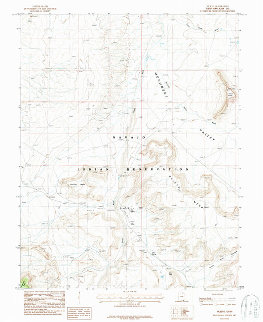 Classic USGS Oljato Utah 7.5'x7.5' Topo Map Image