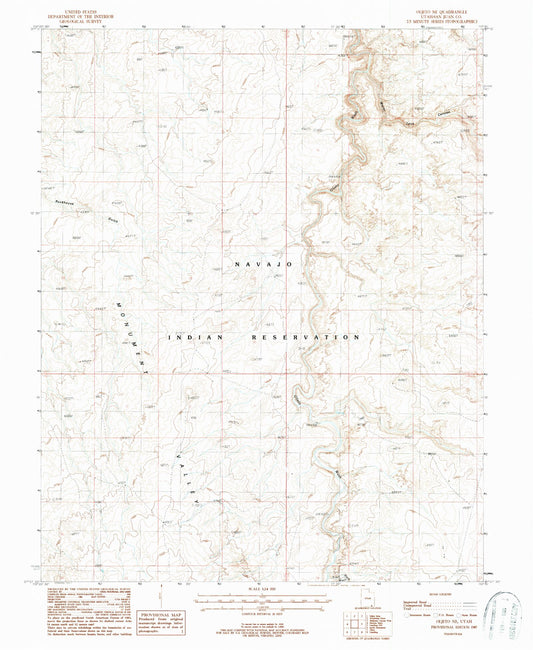 Classic USGS Oljato NE Utah 7.5'x7.5' Topo Map Image