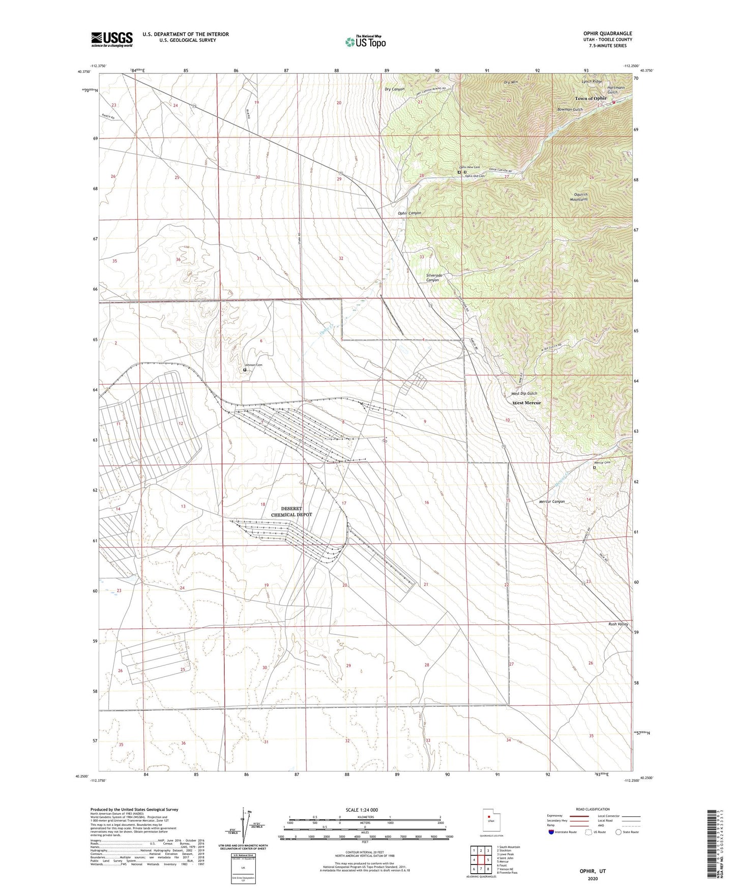 Ophir Utah US Topo Map Image