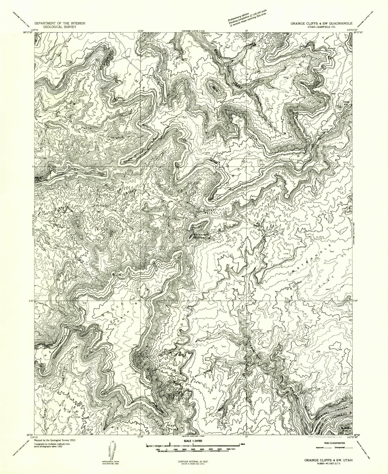 Classic USGS Clearwater Canyon Utah 7.5'x7.5' Topo Map Image