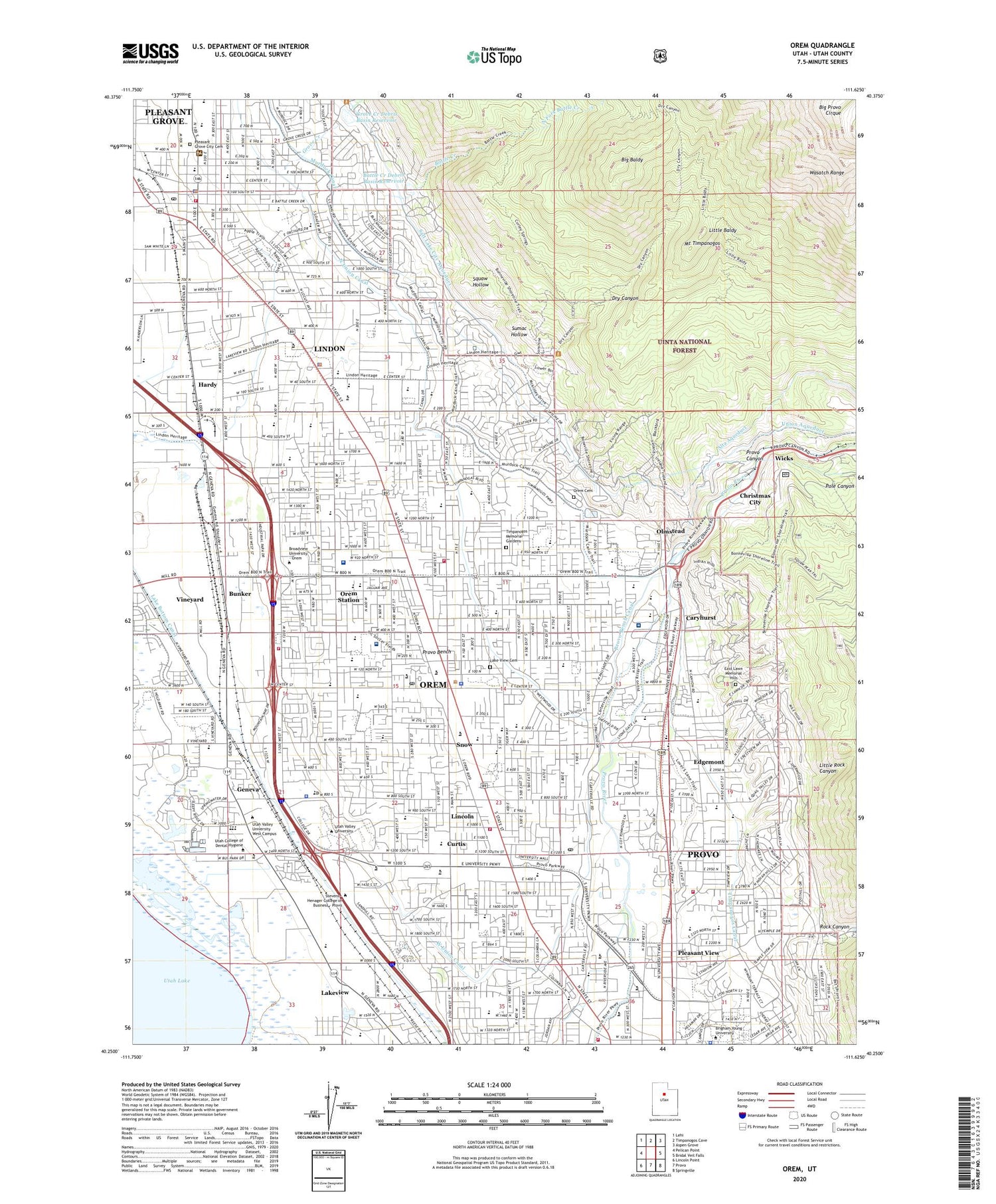 Orem Utah US Topo Map Image